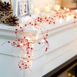 JOYIN 10ft Christmas Berry Lighted Beaded Garland, 39 LED Decorative Prelit Garland, Indoor And Outdoor Decorations For Home, Parties And Christmas Holiday -National Tree Company Sale Shop 51QnoCq6QkL