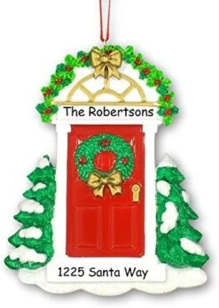 Personalized New Home Our First Home Christmas Holiday Door Wreath With Holly Bush Detail And Lanterns Christmas Ornament With Custom Names Address And Date (Optional) -National Tree Company Sale Shop 51QwPnw6eL. AC