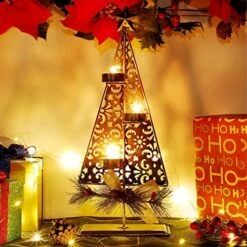 Winemana Tea Light Candle Holders, Christmas Decoration Xmas Tree Metal Tealights Candleholder With Pinecones, Christmas Tabletop Centerpieces For Home Kitchen Fireplace Mantle Holiday Party Decor -National Tree Company Sale Shop 51QzMmZxYJL. AC