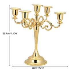 5 Arm Candle Holder, Metal Candelabra Candlestick Stand Home Decoration Centerpiece For Wedding Dinning Table Party Banquet Christmas - Gold -National Tree Company Sale Shop 51Qzxxu9LZL