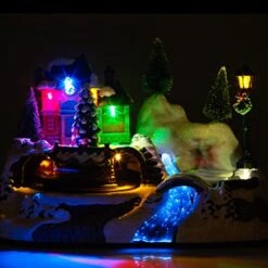 The Christmas Workshop Multi-Coloured 82800 Animated Train & Ice Skating Ornament | Light Up Room Decoration | 10 X LED Lights | 24cm X 16cm X 17cm -National Tree Company Sale Shop 51R9qrEzDGL