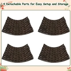 Christmas Tree Collar, 23'' D Handmade Artificial Rattan Wicker Christmas Stand Tree Collar Basket Base Cover For Holiday Decoration-Round Brown -National Tree Company Sale Shop 51RCYVyslRL