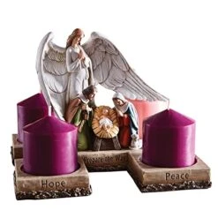 Avalon Gallery Sculpted Resin Advent And Christmas Candle Holder, 10 1/4 Inch, White