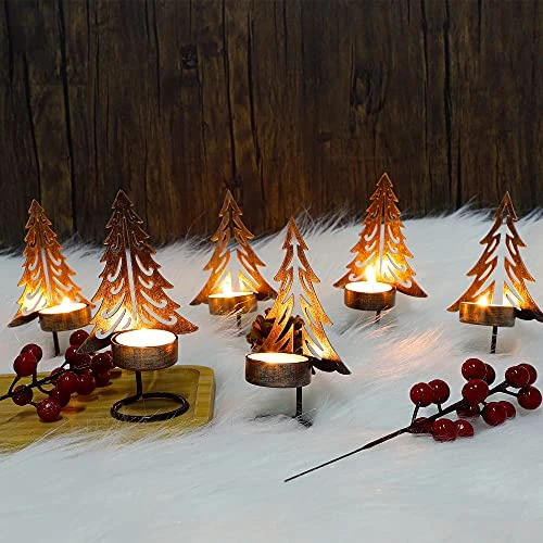 Juegoal Set Of 6 Tea Light Candle Holders, Christmas Decorations Metal Xmas Tree Table Candle Holder, Rust-Proof Tabletop Tealight Centerpiece And Display For Holiday Home Mantel Fireplace 8 Juegoal Set Of 6 Tea Light Candle Holders, Christmas Decorations Metal Xmas Tree Table Candle Holder, Rust-Proof Tabletop Tealight Centerpiece And Display For Holiday Home Mantel Fireplace - Image 6