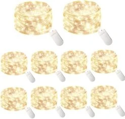 10 Pack Pastel Fairy Lights Battery Operated String Lights With 30 LEDs 10Feet/3M Silver Wire Starry Light For Party Christmas Costume Wedding Easter Table Decor(Rainbow) -National Tree Company Sale Shop 51RK1NTlISL. AC