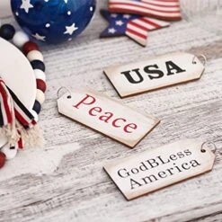 4th Of July Decorations - Tiered Tray Decor Red White Blue Wood Beads Patriotic Garland American Memorial Day Veterans Day Pendant -National Tree Company Sale Shop 51RTDvE4NrL