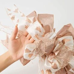 Christmas Tree Topper, 32x12 Inches Large Toppers Single Sided Bow With Glitter Streamer, Rose Gold Christmas Tree Topper Bow For Christmas Decoration (Rose Gold) 12 Christmas Tree Topper, 32x12 Inches Large Toppers Single Sided Bow With Glitter Streamer, Rose Gold Christmas Tree Topper Bow For Christmas Decoration (Rose Gold) -National Tree Company Sale Shop 51RcBSCAFmL