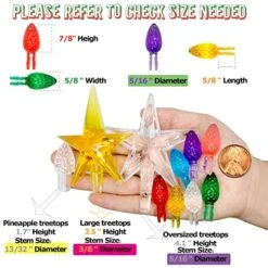 Large Replacement Light Bulbs For Big Ceramic Christmas Trees,（77 PC &3 Treetop Stars） Multicolor Pineapple Tree Pegs Accessories For Decorating 16 To 30in Ceramic Christmas Tree, Etc. -National Tree Company Sale Shop 51RfIpSVYlL