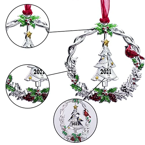 BOGDAN Christmas Tree Ornament Metal Silver Hanging Rotatable Design Charm Holiday Decorative Pendant Gift Keepsake 3 BOGDAN Christmas Tree Ornament Metal Silver Hanging Rotatable Design Charm Holiday Decorative Pendant Gift Keepsake