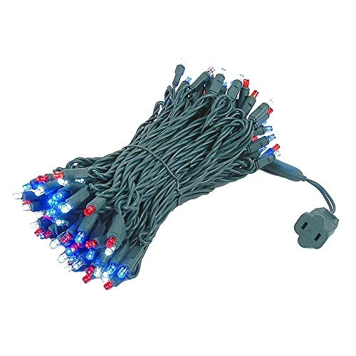 Novelty Lights 100 Light Red/White/Blue LED USA Mini Light Set, UL Listed Indoor/Outdoor, Green Wire, 50 Feet 3 Novelty Lights 100 Light Red/White/Blue LED USA Mini Light Set, UL Listed Indoor/Outdoor, Green Wire, 50 Feet