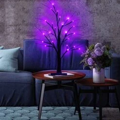 2-Pack 2FT Lighted Black Halloween Tree For Tabletop, Upgraded Spooky Tree With 24 LED Purple Lights, Battery Operated Or USB Halloween Tree With Lights For Halloween Decorations Indoor Home -National Tree Company Sale Shop 51SAcK9l3bL