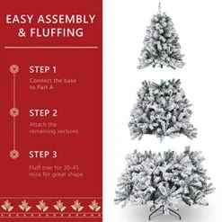 Okicoler Snow Flocked Artificial Holiday Christmas Pine Tree For Home, Office, Party Decoration W/ 350 Warm White Lights, Metal Hinges & Base, 7.5 Ft 14 Okicoler Snow Flocked Artificial Holiday Christmas Pine Tree For Home, Office, Party Decoration W/ 350 Warm White Lights, Metal Hinges & Base, 7.5 Ft -National Tree Company Sale Shop 51ScPGyYFzL