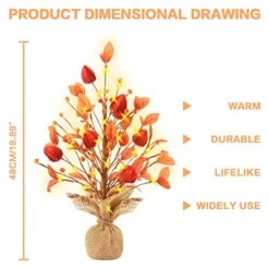 SY Super Bang Artificial Fall Small Berry Tree, 17Inch Table Top Mini Autumn Decorations With 20 LED, For Home Fireplace Harvest Thanksgiving Party Holiday Decor. -National Tree Company Sale Shop 51SiazaU78L