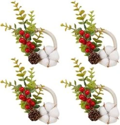 ChezMax Candle Rings Berry Tea Light Ring Small Candle Wreaths Berry Candle Holder Table Decoration For Christmas Valentine's Day Thanksgiving Day Dinner Party Wedding Diameter 4" 4 PCS -National Tree Company Sale Shop 51SoZxyepaL. AC