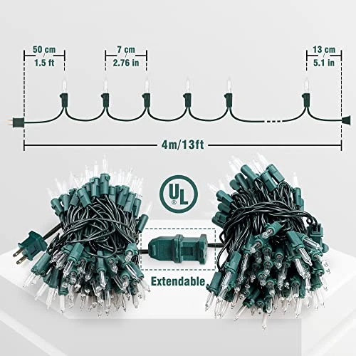 Hopolon Clear Christmas Lights Set 2PACK 50Count 13Feet Incandescent Bulb Mini String Lights For Indoor Christmas Tree Garland Birthday Wedding Festival Decor, Warm White 5 Hopolon Clear Christmas Lights Set 2PACK 50Count 13Feet Incandescent Bulb Mini String Lights For Indoor Christmas Tree Garland Birthday Wedding Festival Decor, Warm White - Image 3