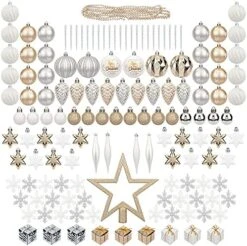 ITART 127ct Christmas Tree Ornaments Decorations Assortment Including Tree Topper Balls Snowflakes Stars Pine Cones Miniature Gift Boxes And Beads Garlands Finial (Black And White) 21 ITART 127ct Christmas Tree Ornaments Decorations Assortment Including Tree Topper Balls Snowflakes Stars Pine Cones Miniature Gift Boxes And Beads Garlands Finial (Black And White) -National Tree Company Sale Shop 51SvLUJmwIL. AC