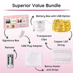 Mind-Glowing Photo Clip String Lights - Hanging Pictures Fairy Lights For Bedroom, Gifts For Teenage Girls 10-14 Year Old, Cute Room Decor For Teen Girls - Teen Girls Trendy Stuff (50 LED, 16.4 Ft) -National Tree Company Sale Shop 51SwDR3xtlL