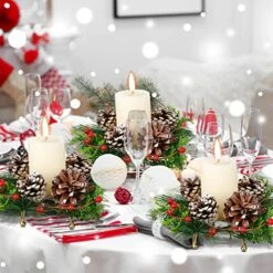 6 Set Christmas Candle Holder Christmas Wreath Candle Holder Christmas Votive Candle Holders With Berry Candle Wreath Ring Tealight Holder Decorative Candle Holder For Home Wedding Living Room Decor -National Tree Company Sale Shop 51TsN0SFCUL