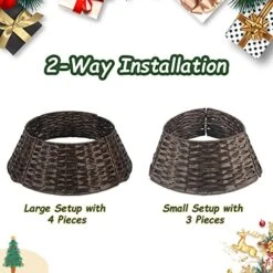 Christmas Tree Collar, 23'' D Handmade Artificial Rattan Wicker Christmas Stand Tree Collar Basket Base Cover For Holiday Decoration-Round Brown -National Tree Company Sale Shop 51U7kaHLmvL
