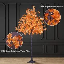 Lightshare 7FT LED Lighted Maple Tree - Dotted With 208 Warm White LED Lights Orange For Thanksgiving Harvest Fall Festival Home Party Decoration -National Tree Company Sale Shop 51UuSq8GCfL