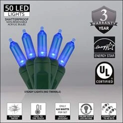 50 T5 Blue Christmas Tree Lights, 25.5' LED Christmas Lights Mini Lights Indoor-Outdoor Christmas String Lights Holiday Lights -National Tree Company Sale Shop 51UwKlhdRgL