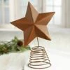 Rusted Barn Star On Coiled Spring For Tree Topping, Displaying And Decorating