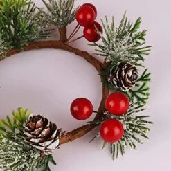 OYATON Mini Christmas Wreaths Rings Decoration, 6 Inch Candle Rings Set With Artificial Berry And Snowy Pinecone For Pillar Candle, Home Dining Table Decoration Centerpiece, Pack Of 3 -National Tree Company Sale Shop 51VJcC4fe1L