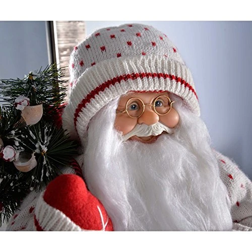 WeRChristmas Standing Santa With Knitted Outfit Christmas Decoration, 47 Cm - Red/White 7 WeRChristmas Standing Santa With Knitted Outfit Christmas Decoration, 47 Cm - Red/White - Image 5