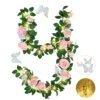 Yastouay 2Pcs 13.5Ft Pink Flower Garland With 2Pcs Lights, Butterfly Artificial Rose Garland Fake Rose Vines Flower Vines For Backdrop Wedding Table Centerpiece Decoration Baby Shower Room Decor -National Tree Company Sale Shop 51VrXksEZsL