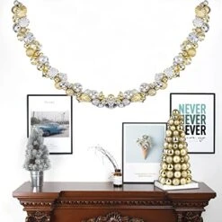 Costyleen 6 Feet Christmas Garland Balls Ornaments Outdoor Indoor Home Party Xmas Tree Decors Decorative Gold Silver -National Tree Company Sale Shop 51VxZivOw2L
