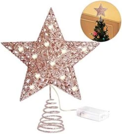 INAROCK Christmas Tree Toppers，8-Inch Star Tree Toppers Metal Design Glittered Tree-top Star, 15 LED Lights Christmas Tree Topper Star For Christmas Home Decoration (Golden) -National Tree Company Sale Shop 51W oP6QZ2L. AC
