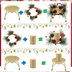 20 Pieces Mini Christmas Wreath Christmas Candle Holder For Pillar Candles, 10 Pieces Votive Candle Berry Ring With Pinecones And 10 Pieces Metal Candle Holders For Wedding Christmas Party Decoration -National Tree Company Sale Shop 51WHhGbpc3L