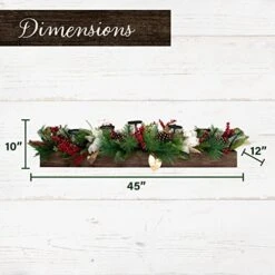 Fraser Hill Farm 42" Christmas Holiday 5 Candle Holder Centerpiece With Pine, Red Berries And Gold Leaf Accents, FF042CHTT003-0GR -National Tree Company Sale Shop 51WiADhREVL