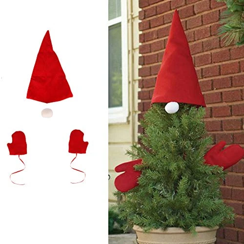 Christmas Tree Topper Santa Hat Xmas Gloves Ornament For Christmas Tree, New Year Holiday Home Party Decorations Supplies 3 Christmas Tree Topper Santa Hat Xmas Gloves Ornament For Christmas Tree, New Year Holiday Home Party Decorations Supplies