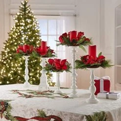 BrylaneHome Candlesticks, Set Of 5 Christmas Decoration, White -National Tree Company Sale Shop 51WufewYPL. AC