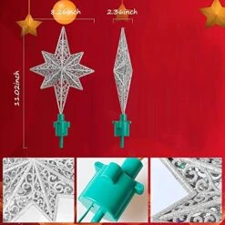 Christmas Star Tree Topper Lighted Bethlehem Star Tree Topper 360° Rotating 8-Point Christmas Glitter Star Ornament With 20 LED Multicolor Lights Plug In For Christmas Tree Decoration (Silver) -National Tree Company Sale Shop 51X1khJuJML