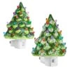 Brightown 2 Pack Ceramic Christmas Tree Night Light-Small Mini Prelit Xmas Holiday Decor For Home Room Fireplace Office Christmas Decorations -National Tree Company Sale Shop 51XBFZKvSRL