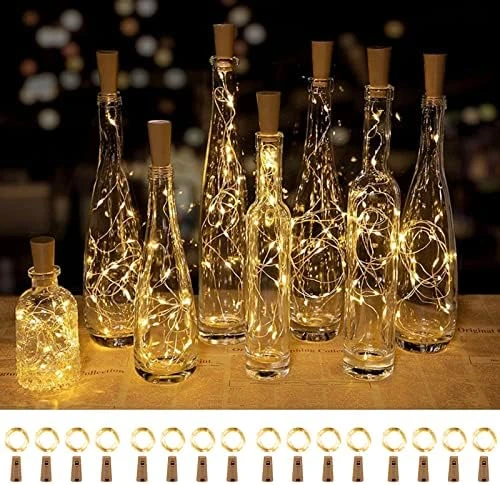 Wine Bottle Lights With Cork, 10 Pack 20 LED Waterproof Battery Operated Cork Lights, Silver Wire Mini Fairy Lights For Liquor Bottles DIY Party Bar Christmas Holiday Wedding Déco 11 Wine Bottle Lights With Cork, 10 Pack 20 LED Waterproof Battery Operated Cork Lights, Silver Wire Mini Fairy Lights For Liquor Bottles DIY Party Bar Christmas Holiday Wedding Déco - Image 9