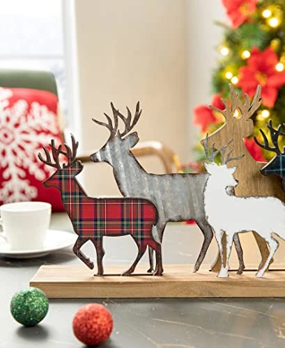 Glitzhome Christmas Centerpiece Table Decoration 18 Inches Galvanized Metal Christmas Reindeer Decor Farmhouse Galvanized Wood Deer Decor Rustic Christmas Decor For Table Mantle Fireplace Xmas Decor 4 Glitzhome Christmas Centerpiece Table Decoration 18 Inches Galvanized Metal Christmas Reindeer Decor Farmhouse Galvanized Wood Deer Decor Rustic Christmas Decor For Table Mantle Fireplace Xmas Decor - Image 3