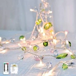 YOLIGHT Bohemia String Lights Battery Operated Acrylic Crystal Fairy Lights, 10ft 30 LED Pastel Jewels Light Garland With Remote Timer For Bedroom Wedding Party Christmas Fireplace Easter Decoration -National Tree Company Sale Shop 51XY jIbtML. AC