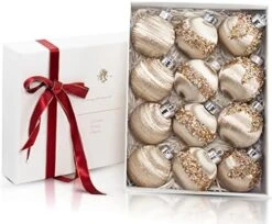 12PCS Silk Christmas Ball Ornaments, Satin Christmas Tree Luxury Vintage Hanging Ornaments, Chrisma Home Decorations For Xmas Tree, Wreath Garland Decor, Wedding (Champagne) -National Tree Company Sale Shop 51Xg ZsNasL. AC