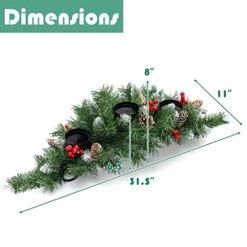 Goplus Artificial Christmas Centerpiece, Xmas Tabletop Decoration With 3 Candle Holders, Red Berries, Snowy Pine Cones, Christmas Triple Candelabrum For Dining Room Table, Fireplace Mantel -National Tree Company Sale Shop 51Xk6ywiPmL