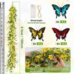 6FT Artificial Daisy Garland, Fake Flowers Eucalyptus Greenery And Mixed Flowers Vines With Butterflies And Light String, Spring/Summer Front Door Garland For Wedding Home Wall Indoor Front Door Decor 10 6FT Artificial Daisy Garland, Fake Flowers Eucalyptus Greenery And Mixed Flowers Vines With Butterflies And Light String, Spring/Summer Front Door Garland For Wedding Home Wall Indoor Front Door Decor -National Tree Company Sale Shop 51XmQUxje9L