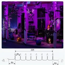 Brizled Purple Halloween Lights, 33ft 100 LED Purple Light 5mm Wide Angle Halloween String Light, 120V UL Certified Connectable Purple Light String For Party Indoor Outdoor Halloween Decor, Black Wire -National Tree Company Sale Shop 51Xwka2QWtL