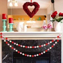 60 Balls Valentine's Day Felt Ball Garlands - Valentines Decorations - Valentines Red Pink White Pom Pom Garlands For Home Tree- Valentine's Day Indoor Outdoor Home Office Hanging Decor - 25mm -National Tree Company Sale Shop 51Y5fzu5WsL