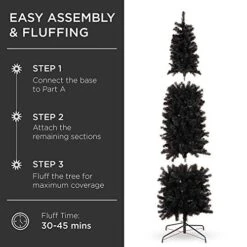 Best Choice Products 6ft Black Artificial Holiday Christmas Pencil Tree For Home, Office, Party Decoration W/ 608 Tips, Metal Hinges & Base -National Tree Company Sale Shop 51YBmUVFBVL