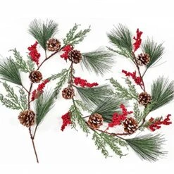 Artiflr 6 Feet Christmas Pine Garland With Spruce Cypress Berries Frosted Pinecones Winter Artificial Greenery Garland For Holiday Season Mantel Fireplace Table Runner Centerpiece Decoration