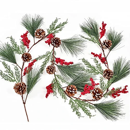 Artiflr 6 Feet Christmas Pine Garland With Spruce Cypress Berries Frosted Pinecones Winter Artificial Greenery Garland For Holiday Season Mantel Fireplace Table Runner Centerpiece Decoration 3 Artiflr 6 Feet Christmas Pine Garland With Spruce Cypress Berries Frosted Pinecones Winter Artificial Greenery Garland For Holiday Season Mantel Fireplace Table Runner Centerpiece Decoration