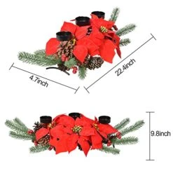 DearHouse 22Inch Christmas Candle Holder Centerpiece, Poinsettia And Red Berry Table Centerpiece With 3 Candle Holders Table Accent Centerpiece For Festival Home Decoration -National Tree Company Sale Shop 51YdnNQyNOL