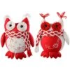 WeRChristmas Christmas Owls Decoration, 28 Cm - Red/White, Set Of 2